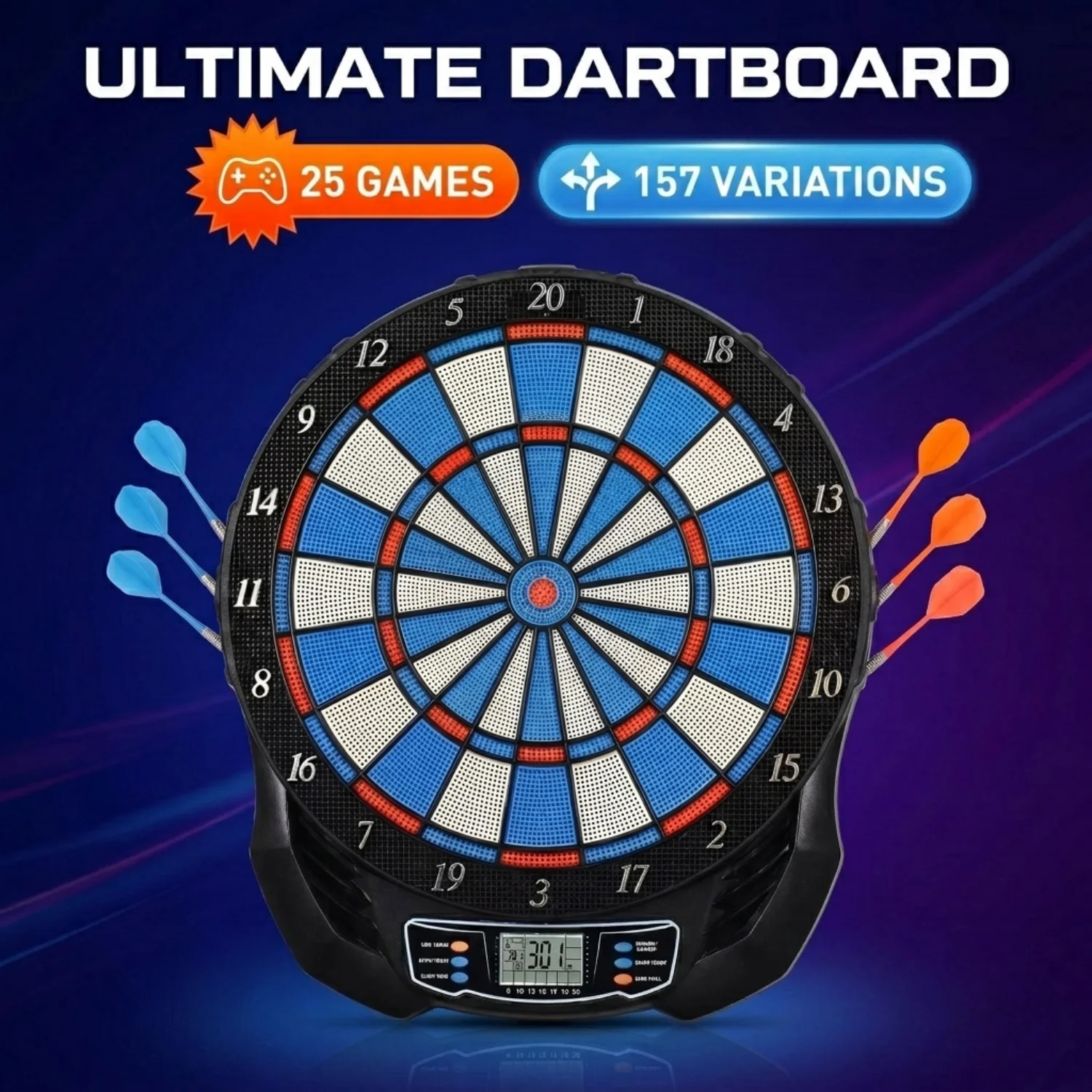 Electronic Dartboard Cabinet - กระดานปาลูกดอกอิเล็กทรอนิกส์ DartVibe รุ่น Advanced พร้อมระบบแฮนดิแคปแบบมืออาชีพและระบบลบคะแนน, 157