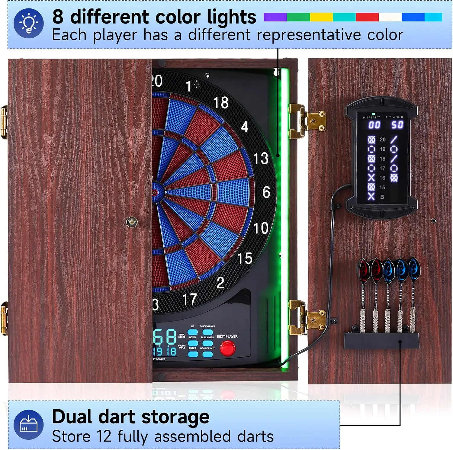 ตู้เก็บลูกดอกอิเล็กทรอนิกส์พร้ - Electronic Dartboard Cabinet บทวิจารณ์และราคา