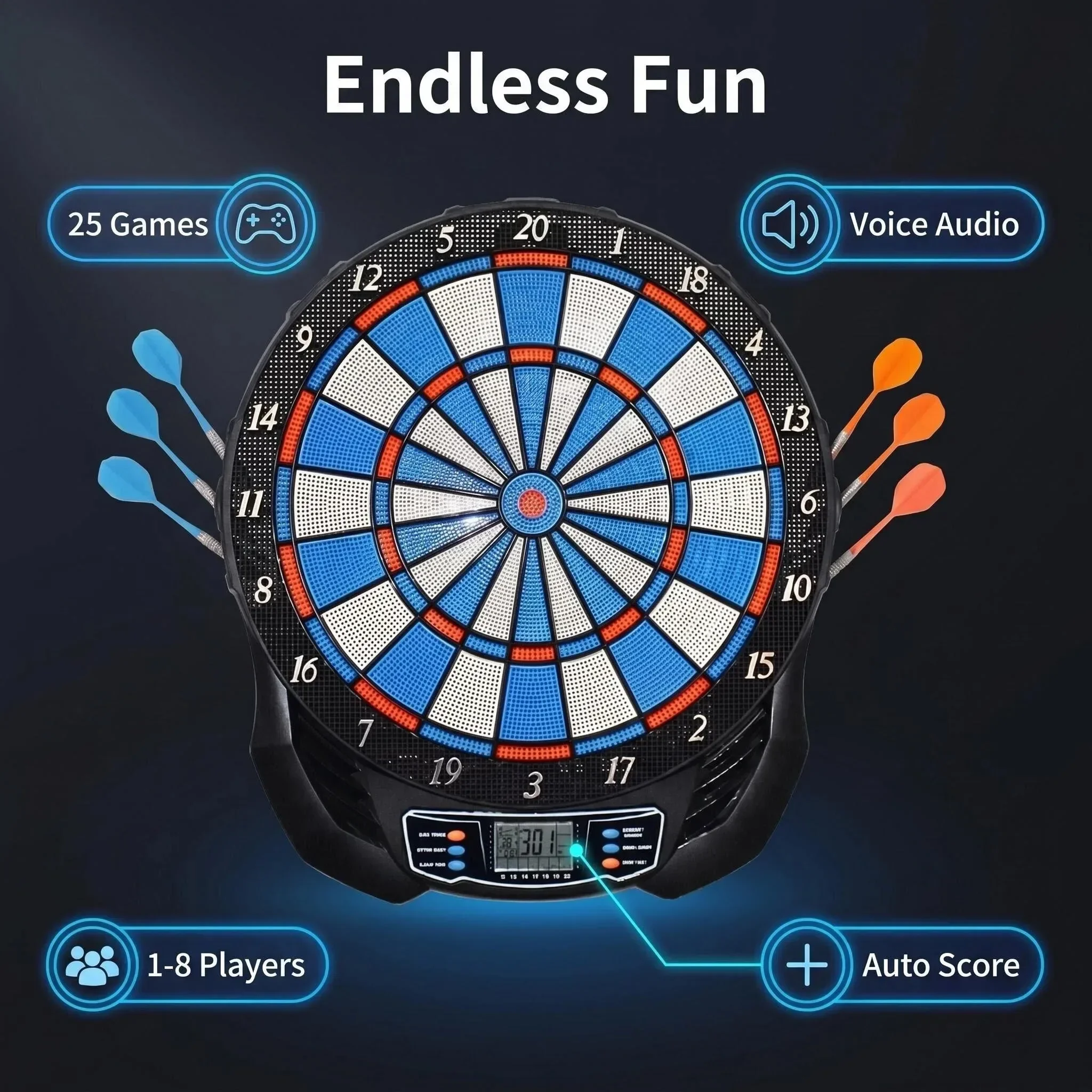 กระดานปาลูกดอกอิเล็กทรอนิกส์ D - Electronic Dartboard Cabinet บทวิจารณ์และราคา